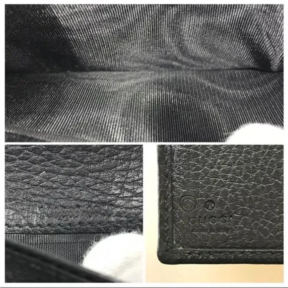 GUCCI WALLET BI FOLD 143389 0959 GG CANVAS Black Leather Authentic - Picture 10 of 11